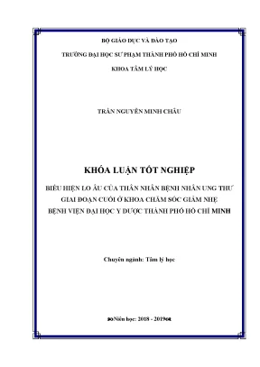 Luận văn biểu hiện lo âu của thân nhân bệnh nhân ung thư giai đoạn cuối ở khoa chăm sóc giảm nhẹ bệnh viện đại học y dược thành phố hồ chí minh