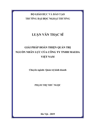 Luận văn giải pháp hoàn thiện quản trị nguồn nhân lực của công ty tnhh maeda việt nam