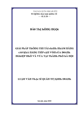 Luận văn giải pháp thông tin tài chính nhằm nâng cao khả năng tiếp cận vốn của doanh nghiệp nhỏ và vừa tại thành phố hà nội