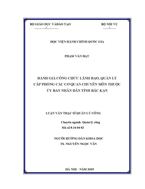 Luận văn đánh giá công chức lãnh đạo quản lý cấp phòng các cơ quan chuyên môn thuộc ubnd tỉnh bắc kạn