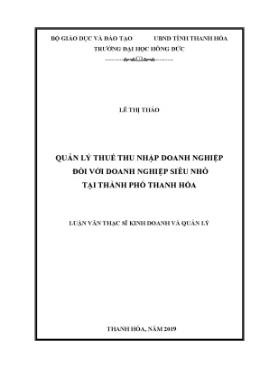 Quản lý thuế thu nhập doanh nghiệp đối với doanh nghiệp siêu nhỏ tại thành phố thanh hóa
