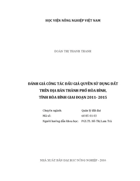 Luận văn đánh giá công tác đấu giá quyền sử dụng đất trên địa bàn thành phố hòa bình tỉnh hòa bình giai đoạn 2011 2015