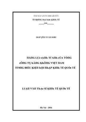Luận văn năng lực cạnh tranh của tổng công ty hàng không việt nam trong điều kiện hội nhập kinh tế quốc tế
