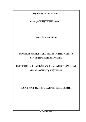 Luận văn japanese market and penetrating ability of vietnamese companies thị trường nhật bản và khả năng thâm nhập của các công ty việt nam