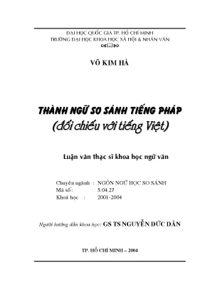 Thành ngữ so sánh tiếng pháp đối chiếu với tiếng việt