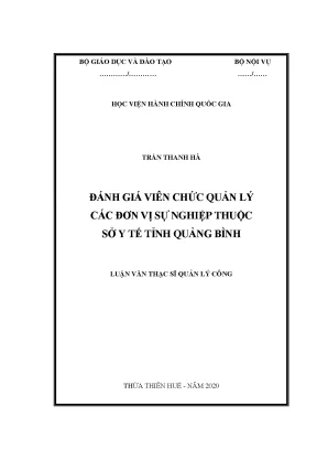 Luận văn đánh giá viên chức quản lý các đơn vị sự nghiệp thuộc sở y tế tỉnh quảng bình