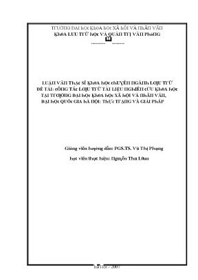 Luận văn thạc sĩ tổ chức quản lý và khai thác sử dụng tài liệu nghiên cứu khoa học tại trường đại học khoa học xã hội và nhân văn