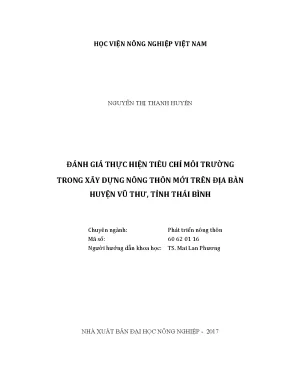 Luận văn đánh giá thực hiện tiêu chí môi trường trong xây dựng nông thôn mới trên địa bàn huyện vũ thư tỉnh thái bình