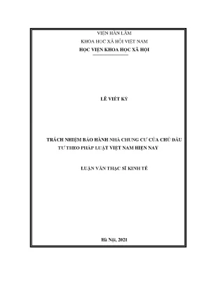 Luận văn trách nhiệm bảo hành nhà chung cư của chủ đầu tư theo pháp luật hiện nay