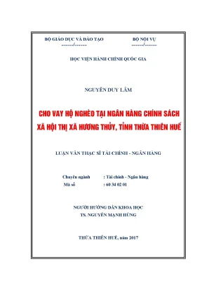 Luận văn cho vay hộ nghèo tại ngân hàng chính sách xã hội thị xã hương thủy tỉnh thừa thiên huế