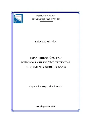 Luận văn hoàn thiện công tác kiểm soát chi thường xuyên tại kho bạc nhà nước đà nẵng