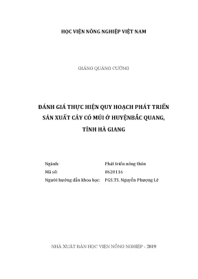 Luận văn đánh giá thực hiện quy hoạch phát triển sản xuất cây có múi ở huyện bắc giang tỉnh hà giang