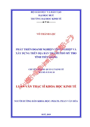 Luận văn phát triển doanh nghiệp công nghiệp và xây dựng trên địa bàn thành phố mỹ tho tỉnh tiền giang