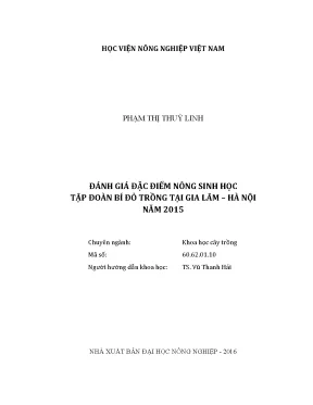 Luận văn đánh giá đặc điểm nông sinh học tập đoàn bí đỏ trồng tại gia lâm hà nội năm 2015