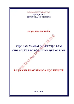 Luận văn việc làm và giải quyết việc làm cho người lao động ở tỉnh quảng bình