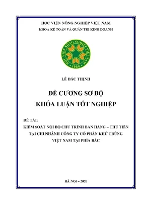 Kiểm soát nội bộ chu trình bán hàng thu tiền tại chi nhánh công ty cổ phần khử trùng việt nam tại phía bắc