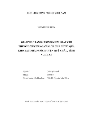 Luận văn giải pháp tăng cường kiểm soát chi thường xuyên ngân sách nhà nước quan kho bạc nhà nước huyện quỳ châu tỉnh nghệ an