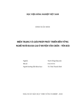 Luận văn hiện trạng và giải pháp phát triển bền vững nghề nuôi baba gai ở huyện văn chấn