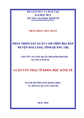 Luận văn phát triển sản xuất cam trên địa bàn huyện hải lăng tỉnh quảng trị