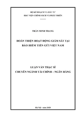 Luận văn hoàn thiện hoạt động giám sát tại bảo hiểm tiền gửi việt nam