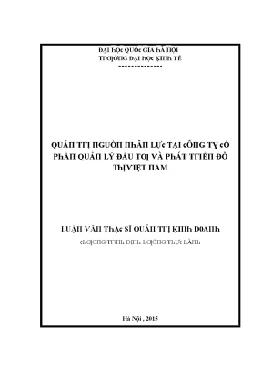 Luận văn quản trị nguồn nhân lực tại công ty cổ phần quản lý đầu tư và phát triển đô thị việt nam