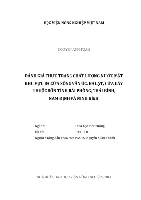 Luận văn đánh giá thực trạng chất lượng nước mặt khu vực ba cửa sông văn úc ba lạt cửa đáy thuộc bốn tỉnh hải phòng thái bình nam định và ninh bình