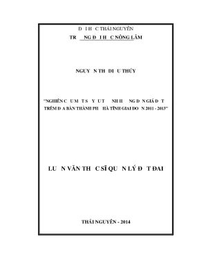 Luận văn nghiên cứu một số yếu tố ảnh hưởng đến giá đất ở trên địa bàn thành phố hà tính giai đoạn 2011 2013