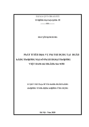 Luận văn phát triển dịch vụ phi tín dụng tại ngân hàng thương mại cổ phần ngoại thương việt nam chi nhánh sóc sơn