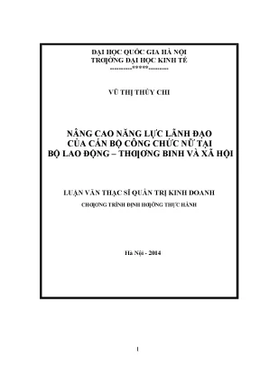 Luận văn nâng cao năng lực lãnh đạo của cán bộ công chức nữ tại bộ lao động thương binh và xã hội