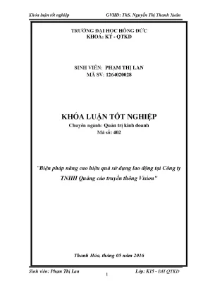 Biện pháp nâng cao hiệu quả sử dụng lao động tại công ty tnhh quảng cáo truyền thông vision