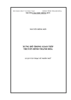 Xưng hô trong giao tiếp truyền hình thanh hóa