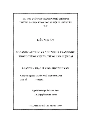 So sánh cấu trúc và ngữ nghĩa trạng ngữ trong tiếng việt và tiếng hán hiện đại