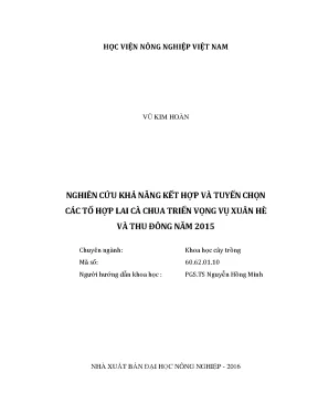 Luận văn nghiên cứu khả năng kết hợp và tuyển chọn các tổ hợp lai cà chua triển vọng vụ xuân hè và thu đông năm 2015