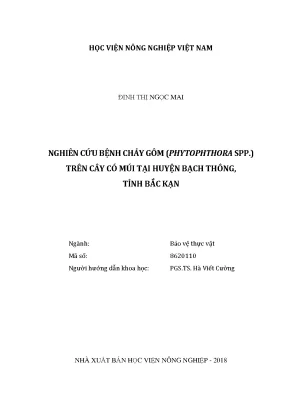 Luận văn nghiên cứu bệnh chảy gôm phytophthora spp trên cây có múi tại huyện bạch thông tỉnh bắc kạn