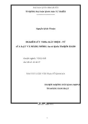 Luận văn thạc sĩ nghiên cứu tính chất điện từ của hạt và màng mỏng au có kích thước nano vnu lvts08w