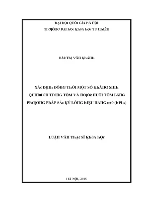 Luận văn thạc sĩ xác định đồng thời một số kháng sinh quinolon trong tôm và nước nuôi tôm bằng phương pháp sắc ký lỏng hiệu năng cao hplc vnu lvts08w
