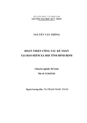 Luận văn hoàn thiện công tác kế toán tại bảo hiểm xã hội tỉnh bình định