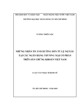 Luận văn những nhân tố ảnh hưởng đến tỷ lệ nợ xấu tại các ngân hàng thương mại cổ phần trên sàn chứng khoán việt nam