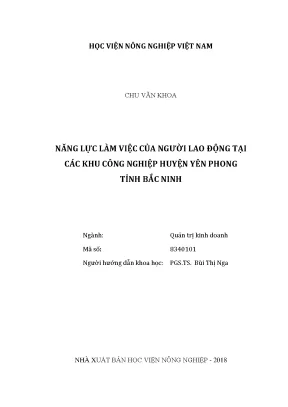Luận văn năng lực làm việc của người lao động tại các khu công nghiệp huyện yên phong tỉnh bắc ninh