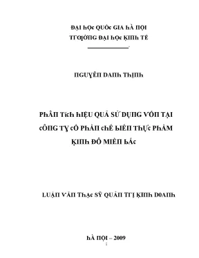Luận văn phân tích hiệu quả sử dụng vốn tại công ty cổ phần chế biến thực phẩm kinh đô miền bắc