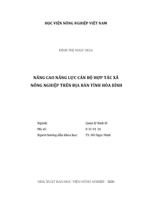 Nâng cao năng lực cán bộ hợp tác xã nông nghiệp trên địa bàn tỉnh hòa bình