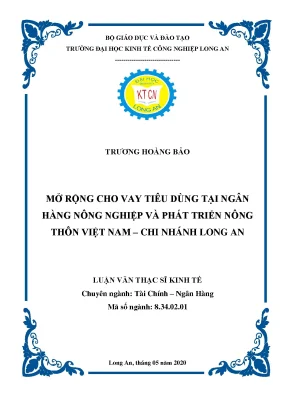 Luận văn mở rộng cho vay tiêu dùng tại ngân hàng nông nghiệp và phát triển nông thôn việt nam chi nhánh huyện long an