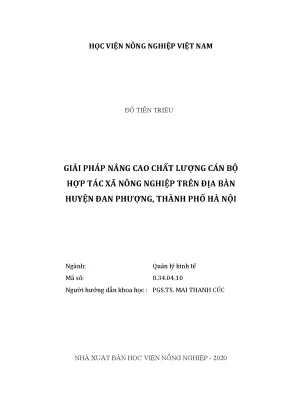 Giải pháp nâng cao chất lượng cán bộ hợp tác xã nông nghiệp trên địa bàn huyện đan phượng thành phố hà nội