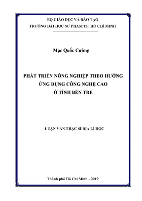 Luận văn phát triển nông nghiệp theo hướng ứng dụng công nghệ cao ở tỉnh bến tre