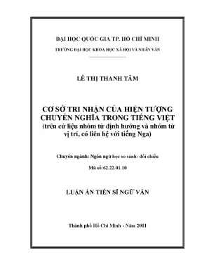 Cơ sở tri nhận của hiện tượng chuyển nghĩa trong tiếng việt trên cứ liệu nhóm từ định hướng và nhóm từ vị trí có liên hệ với tiếng nga