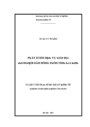 Luận văn phát triển dịch vụ giáo dục cho người dân nông thôn tỉnh hòa bình
