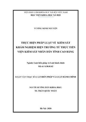 Luận văn thực hiện pháp luật về kiểm sát khám nghiệm hiện trường từ thực tiễn viện kiểm sát nhân dân tỉnh cao bằng