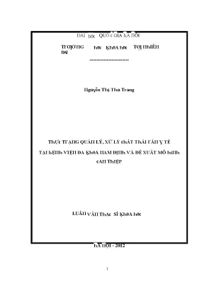 Luận văn thạc sĩ thực trạng quản lý xử lý chất rắn y tế tại bệnh viện đa khoa nam định và đề xuất mô hình can thiệp vnu lvts08w