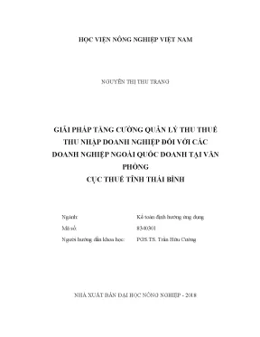 Luận văn giải pháp tăng cường quản lý thu thuế thu nhập doanh nghiệp đối với các doanh nghiệp ngoài quốc doanh tại văn phòng cục thuế tỉnh thái bình