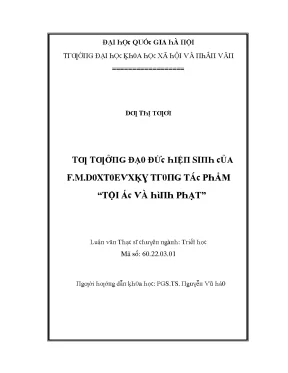 Luận văn thạc sĩ tư tưởng đạo đức hiện sinh của f m doxtoevxky trong tác phẩm tội ác và hình phạt